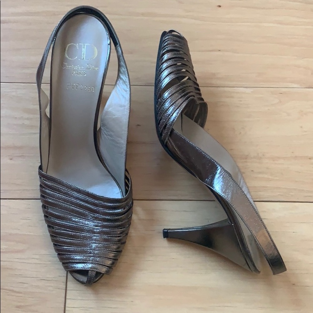 Christian Dior silver slingback heels - Picture 4 of 7